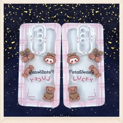 Ốp Lưng Điện Thoại LUCKY Viềm Caro Hồng, Hình Cô Gái Siêu Dễ Thương