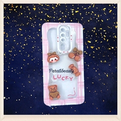 Ốp Lưng Điện Thoại LUCKY Viềm Caro Hồng, Hình Cô Gái Siêu Dễ Thương
