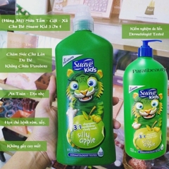 Sữa Tăm, Gôi, Xả Siêu To Suave Kids 3in1 Cho Trẻ Em Hương Táo 1.18L