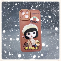Ốp Lưng Điện Thoại TPU Hình Cô Gái Dễ Thương Cho Iphone