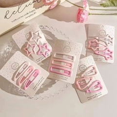 13.1 Sét 3 Kẹp Tim Sao Dài Trắng Hồng