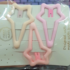 13.1 Sét 3 Kẹp Tim Sao Dài Trắng Hồng