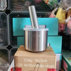 S4. Bộ cối chày inox có nắp nhựa đậy