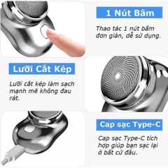 Máy cạo râu mini 6 lưỡi kép điện Jililai IPX7