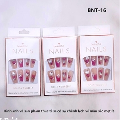 Bộ 12 móng tay giả đính hoa và đá Beautiful Nails LY-08 kèm keo dán