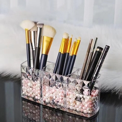 Kệ 3 ngăn trong suốt đựng cọ trang điểm đa năng 17,5x8x7cm