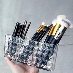 Kệ 3 ngăn trong suốt đựng cọ trang điểm đa năng 17,5x8x7cm