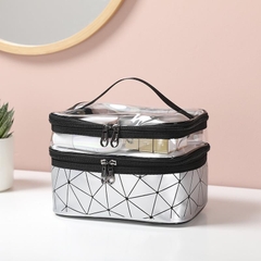 Túi Đựng Mỹ Phẩm 2 Tầng Hoạ Tiết Sọc (23x16x17cm)