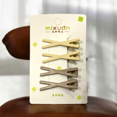13.1 Set 4 kẹp tóc mái mỏ vịt hình chéo X dễ thương 4,5cm