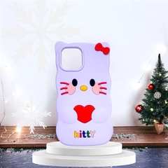 Ốp Lưng Điện Thoại Silicon Mèo Kitty May Mắn, Siêu Xinh Cho IPHONE Màu Tím