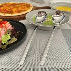 B1. Sét 5 thìa inox cán sần