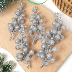 Sét 3 cành quả sung nhũ kim tuyến trang trí Tết (10->12cm)