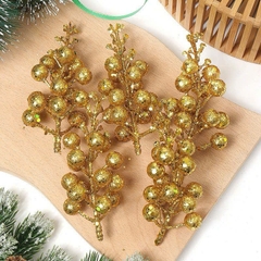 Sét 3 cành quả sung nhũ kim tuyến trang trí Tết (10->12cm)