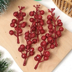 Sét 3 cành quả sung nhũ kim tuyến trang trí Tết (10->12cm)