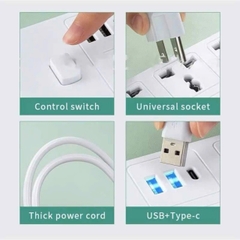 CT4. Ổ Cắm Điện Trắng 21 Lỗ 2 Cổng Usb 1Type C