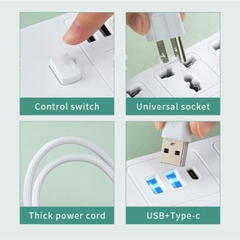 CT4. Ổ Cắm Điện Trắng 21 Lỗ 2 Cổng Usb 1Type C