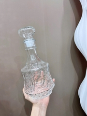 S1. Bình Rượu Thuỷ Tinh Hoa Văn Chéo Nắp Tròn 24x11(8)cm