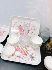 SKG4. Khay úp ly họa tiết hoa 36x27cm