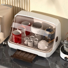 PT2.3 Rổ úp bát đĩa có nắp đậy đa năng màu trắng sữa 35cm