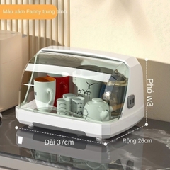 PT2.3 Rổ úp bát đĩa có nắp đậy đa năng màu trắng sữa 35cm