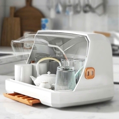 PT2.3 Rổ úp bát đĩa có nắp đậy đa năng màu trắng sữa 35cm