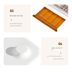 PT2.3 Rổ úp bát đĩa có nắp đậy đa năng màu trắng sữa 35cm