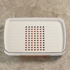 PT2.3 Rổ úp bát đĩa có nắp đậy đa năng màu trắng sữa 35cm