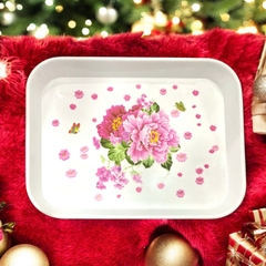 SKG4. Khay úp ly họa tiết hoa 36x27cm