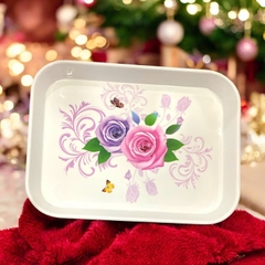 SKG4. Khay úp ly họa tiết hoa 36x27cm