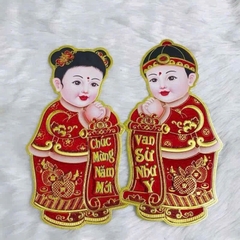 Cặp Decal Tiên Đồng Ngọcc Nữ Dán Trang Trí Tết 48cm