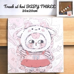 Tranh số hóa BABY THREE khung gỗ, size 20x20cm kèm màu
