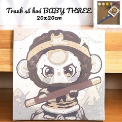 Tranh số hóa BABY THREE khung gỗ, size 20x20cm kèm màu