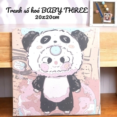 Tranh số hóa BABY THREE khung gỗ, size 20x20cm kèm màu
