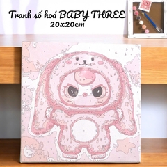 Tranh số hóa BABY THREE khung gỗ, size 20x20cm kèm màu