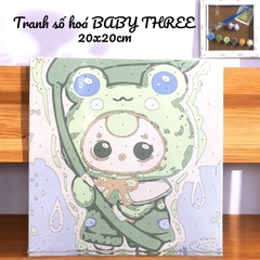 Tranh số hóa BABY THREE khung gỗ, size 20x20cm kèm màu