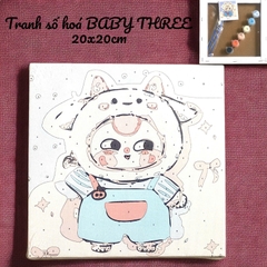 Tranh số hóa BABY THREE khung gỗ, size 20x20cm kèm màu