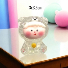 Charm kim tuyến Cún ngồi phát sáng trong suốt dễ thương 3x3,5cm