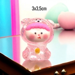 Charm kim tuyến Cún ngồi phát sáng trong suốt dễ thương 3x3,5cm
