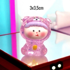 Charm kim tuyến Cún ngồi phát sáng trong suốt dễ thương 3x3,5cm