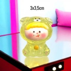 Charm kim tuyến Cún ngồi phát sáng trong suốt dễ thương 3x3,5cm