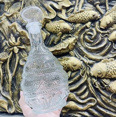 Bình đựng rượu thủy tinh bầu dẹt hoạ tiết