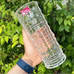 Bình/lọ hoa thuỷ tinh dáng trụ vân nổi (20x8cm)