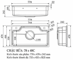 SSINK-7848C Chậu Bếp SUS304