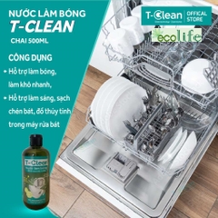 Nước Làm Bóng (loại 500ml), 95% làm từ tự nhiên, T-Clean Eco – Giúp Bát Đĩa Sáng Bóng, Không Tì Vết