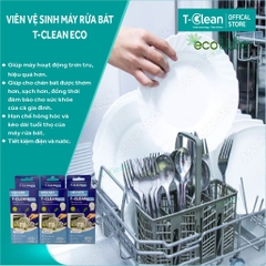Viên vệ sinh Máy Rửa Bát (Hộp 3 viên), T-Clean Eco – Bảo Vệ Máy, Bát Đĩa Sạch Bóng
