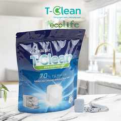 TCL-ECO3. 30 Viên bột rửa bát (1 túi), 70% tự nhiên, Nano Bạc kháng khuẩn, khử mùi T-Clean Eco 3 Effects (túi 30 Viên), sử dụng công nghệ nano, công nghệ enzyme sinh học - AN TOÀN TUYỆT ĐỐI cho sức khoẻ người sử dụng.