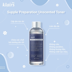 [HÀNG NHẬP KHẨU] Nước Hoa Hồng Không Mùi Dear Klairs Supple Preparation Unscented - Dưỡng Ẩm Da Và Làm Mềm Da (180ML)