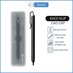 Bút gel KACO KLIP kim loại có kèm box màu đen (Hàng chính hãng)