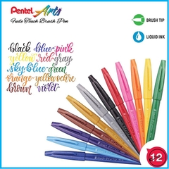Bút viết thư pháp, bút viết calligraphy Pentel Fude Touch Brush Sign mực nhiều màu - 24 màu (cây lẻ)