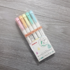Set 5 bút đánh dấu 2 đầu ZEBRA MILDLINER BRUSH